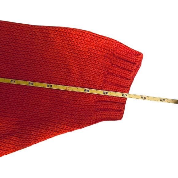 Vintage CASATANO Ramie Cotton Sweater Small Coral Orange-Red Knit Pocket 1980's - Picture 11 of 16